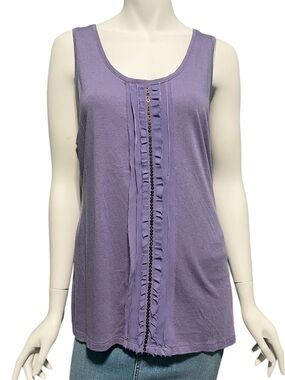 NWOT Merona Dusty Purple Shirred Ruffle Embellished Front Sleeveless Tank Top XL